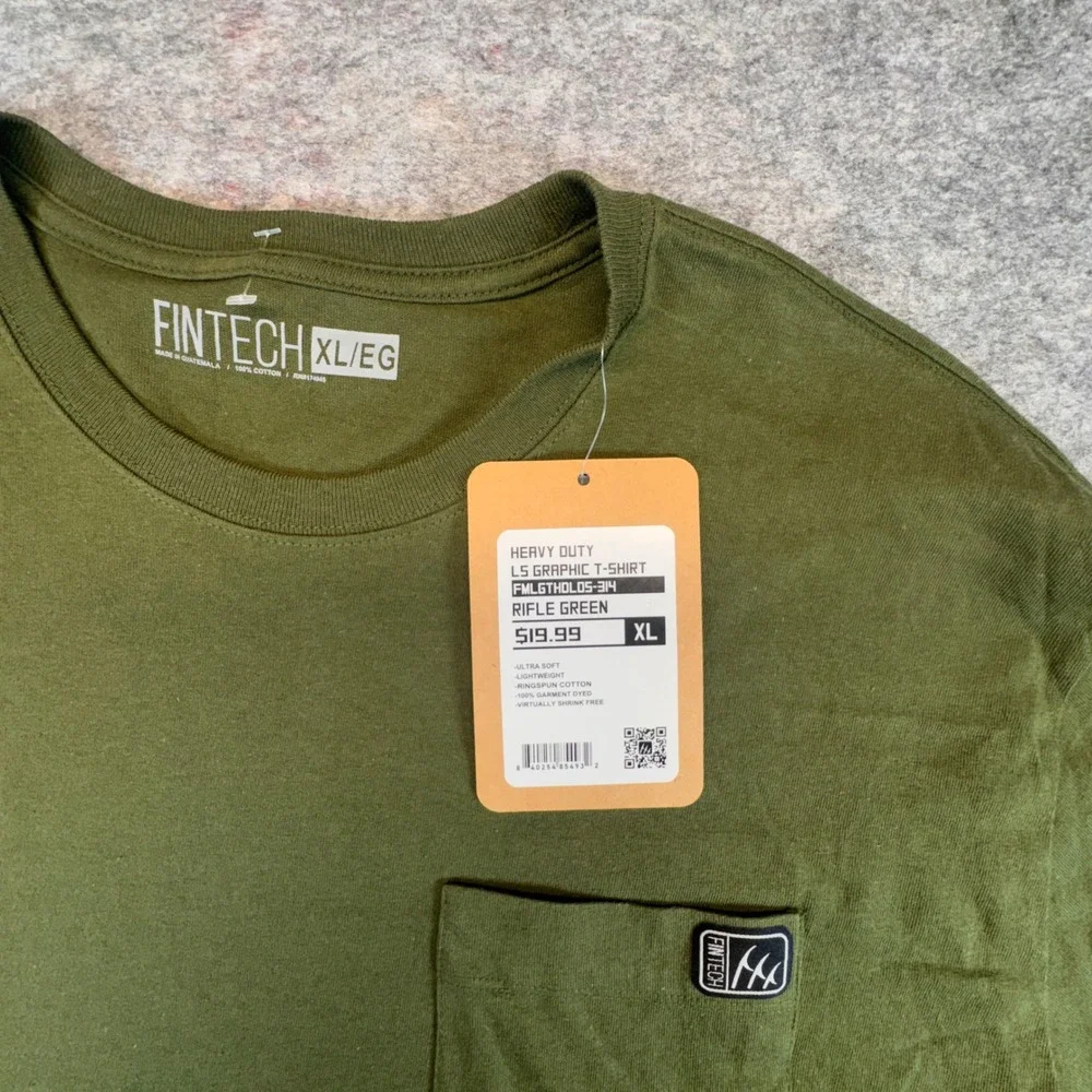 Fintech Mens Heavy Duty Long Sleeve Pocket T-Shirt Rifle Green XL FMLGTHOLD5-314